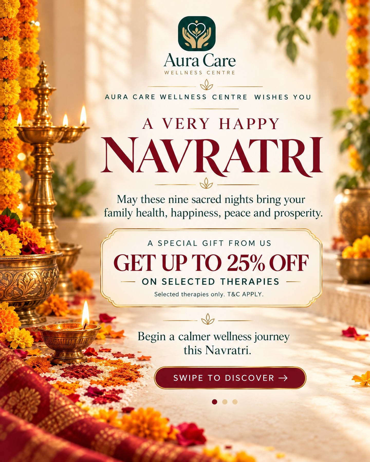 Happy Navratri wishes from Aura Care Wellness Centre